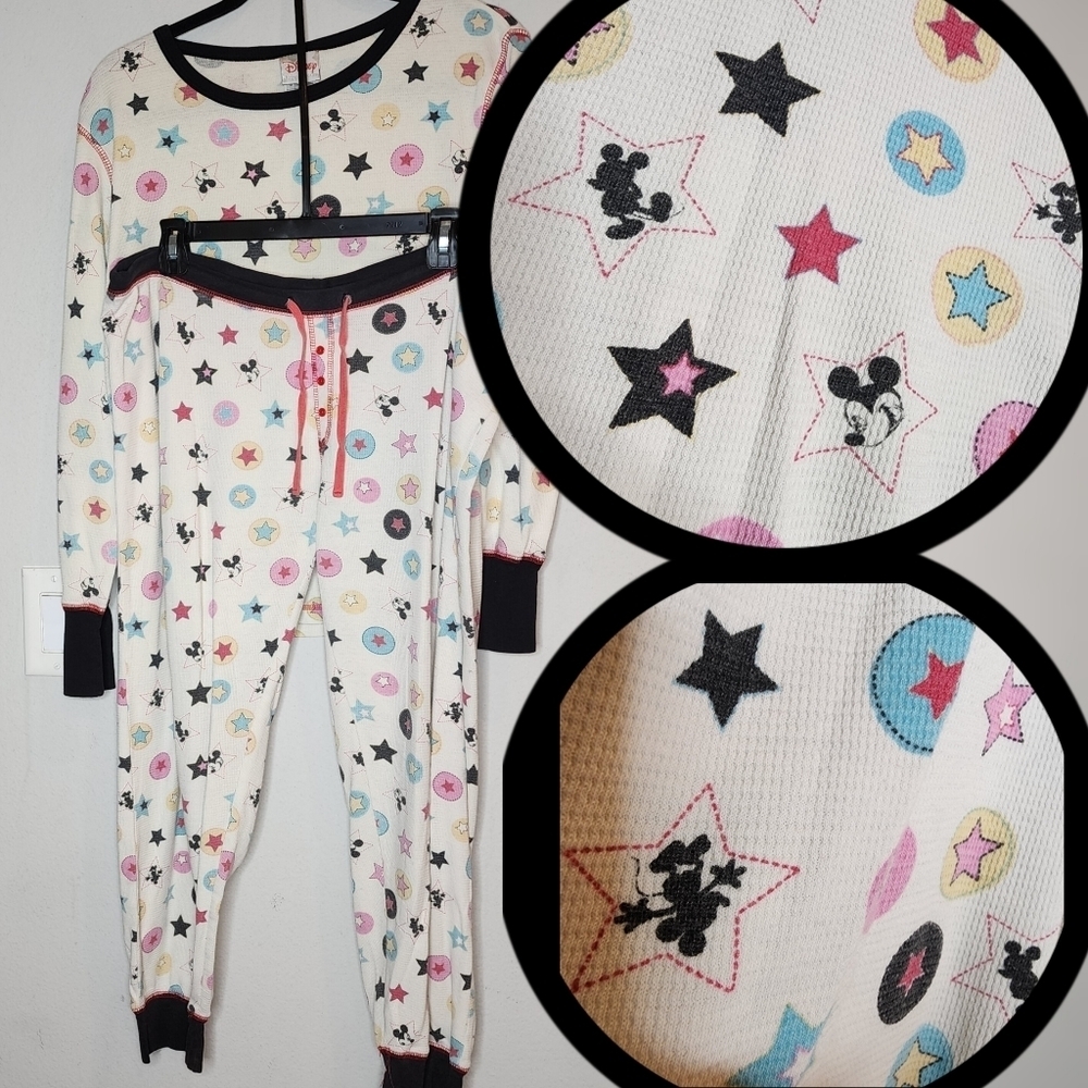Disney Mickey Mouse Thermal‎ Pajamas Set. Size large. - Picture 1 of 16